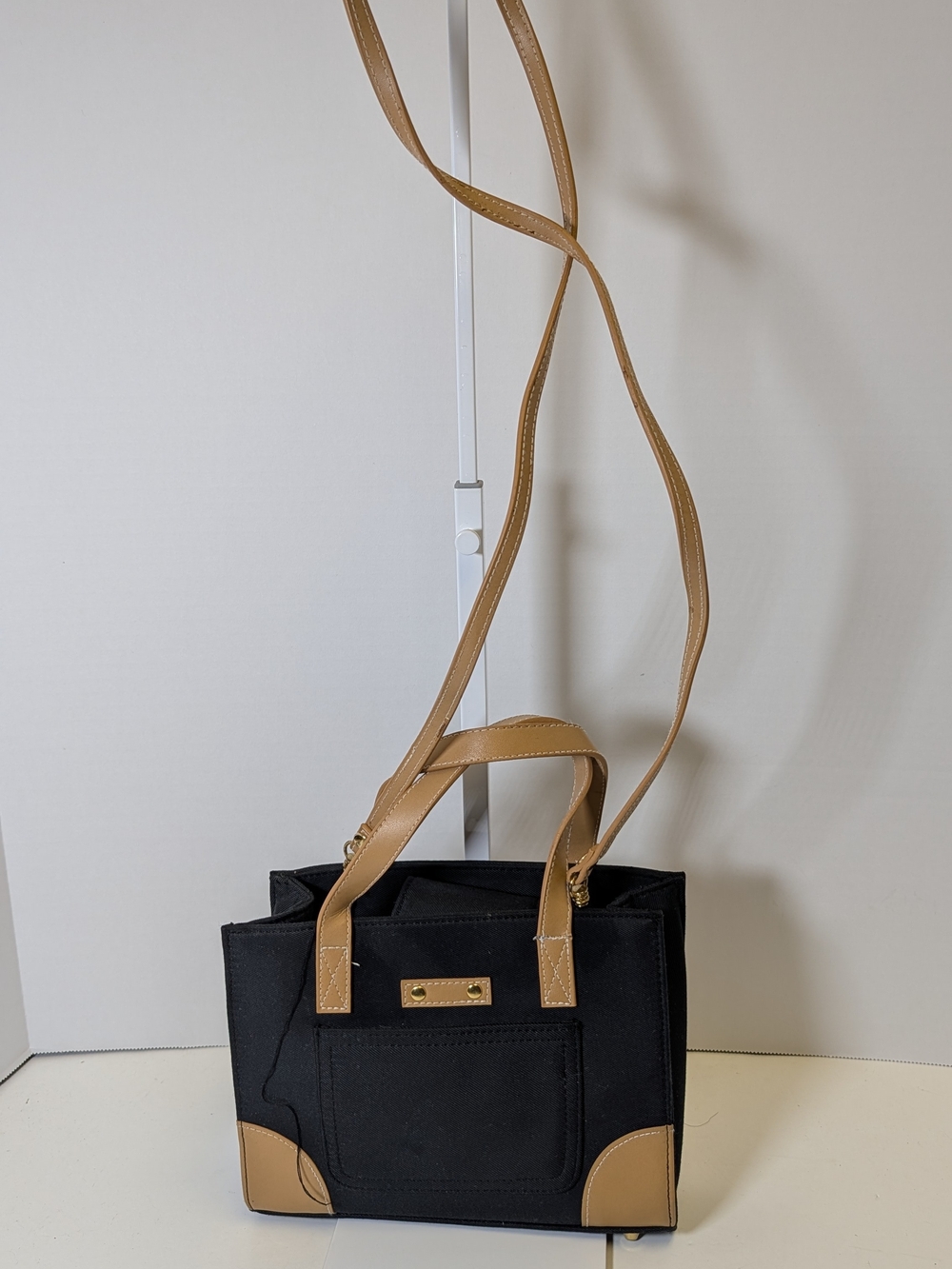 kathy ireland Black Crossbody Bag with Tan Accents